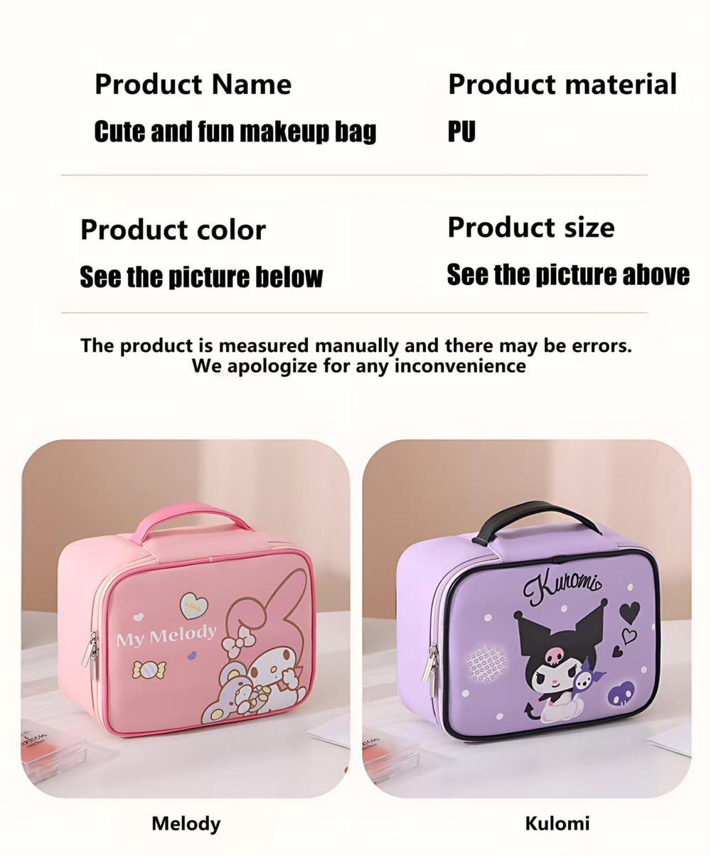 Neceser FUAN Kuromi con diseño kawaii, ideal para cosméticos de viaje