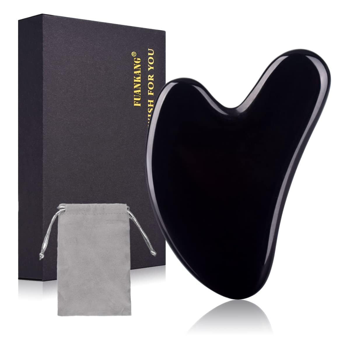 Piedra de obsidiana FUANKANG guasha fría para piel suave y relajación facial.