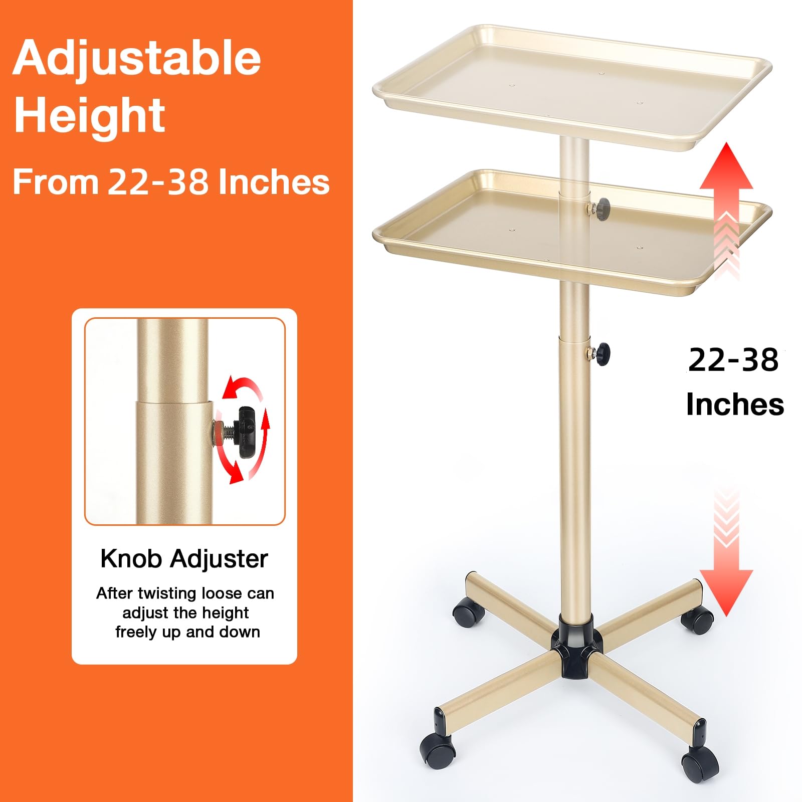 Fuehomue bandeja de salón con altura ajustable de 22 a 38 pulgadas, ergonomía flexible.
