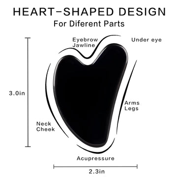 FUIYOOCEN gua sha cara corazón: diseño ergonómico para masaje facial con una sola mano.
