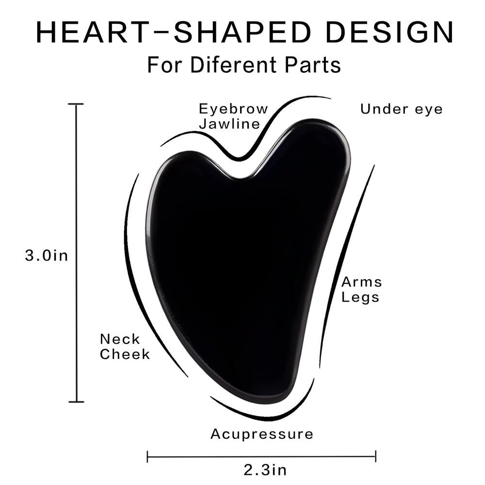 FUIYOOCEN gua sha cara corazón: diseño ergonómico para masaje facial con una sola mano.