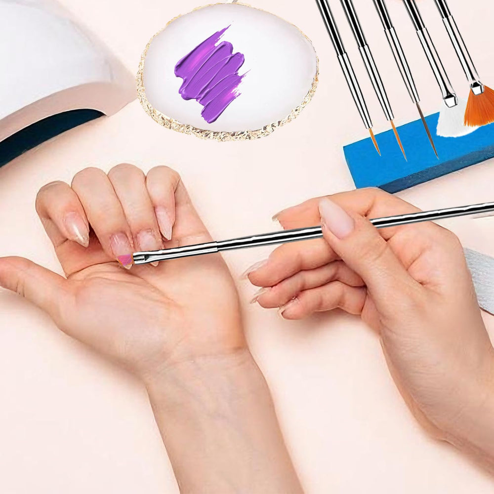 FULINJOY juego de 15 brochas de arte para uñas para relleno y detalle.