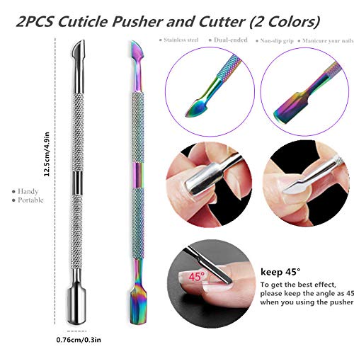 FULINJOY dos-puntas-cuticula en una sola herramienta para empujar y retirar piel.