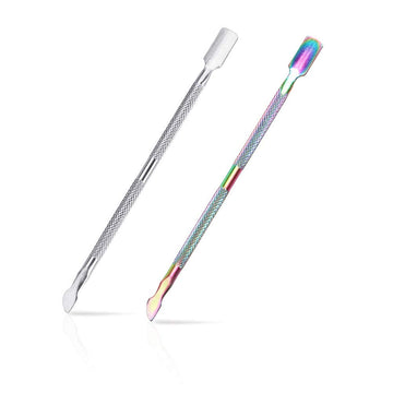 FULINJOY empujador-cutícula dos-en-uno en acero inoxidable, diseño preciso para suavizar la cutícula.