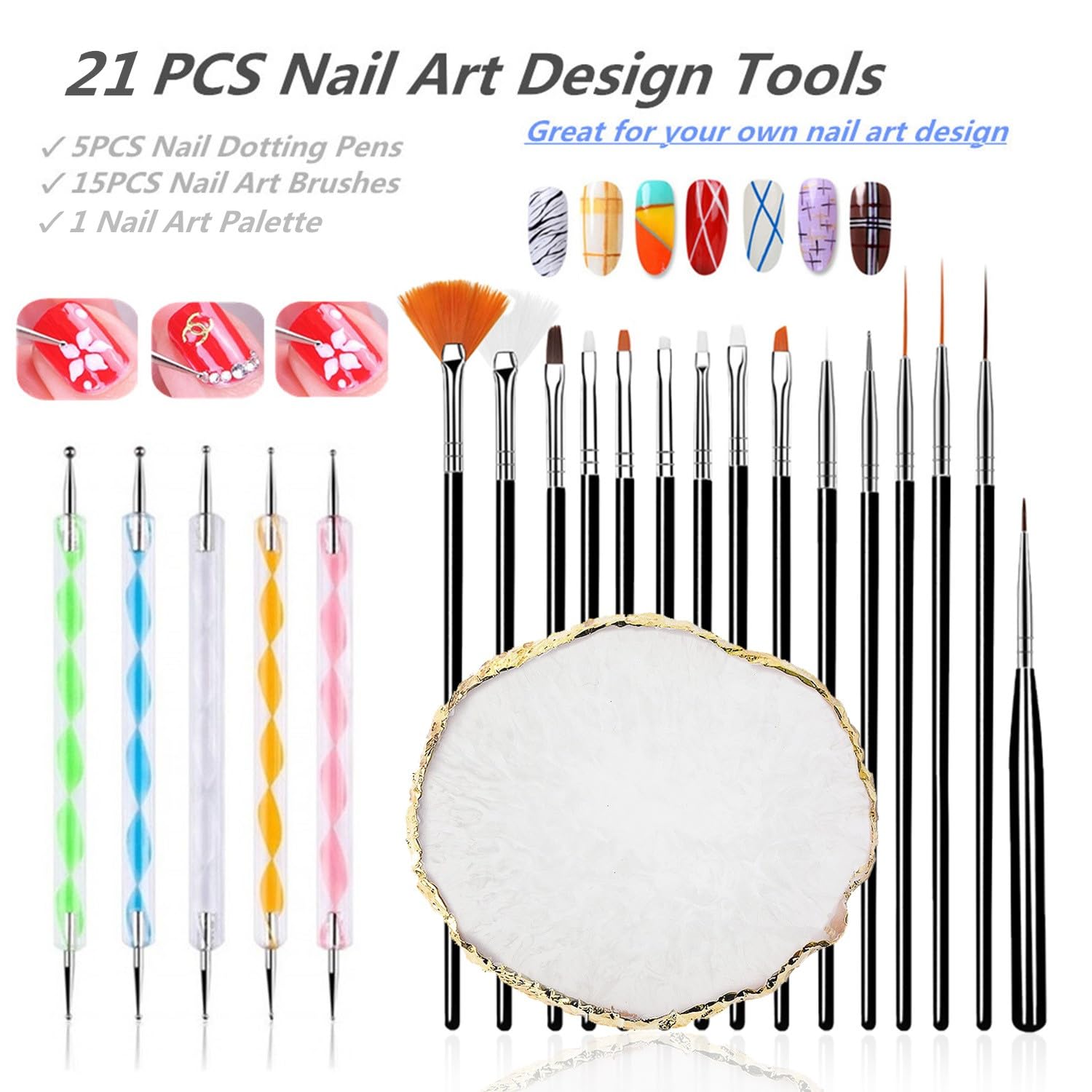 FULINJOY pluma punteadora de uñas con extremo 0,8 mm para micro puntos.