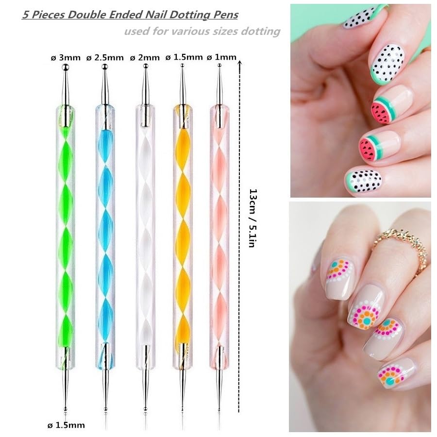 FULINJOY pluma punteadora de uñas con extremo 3 mm para puntos grandes.