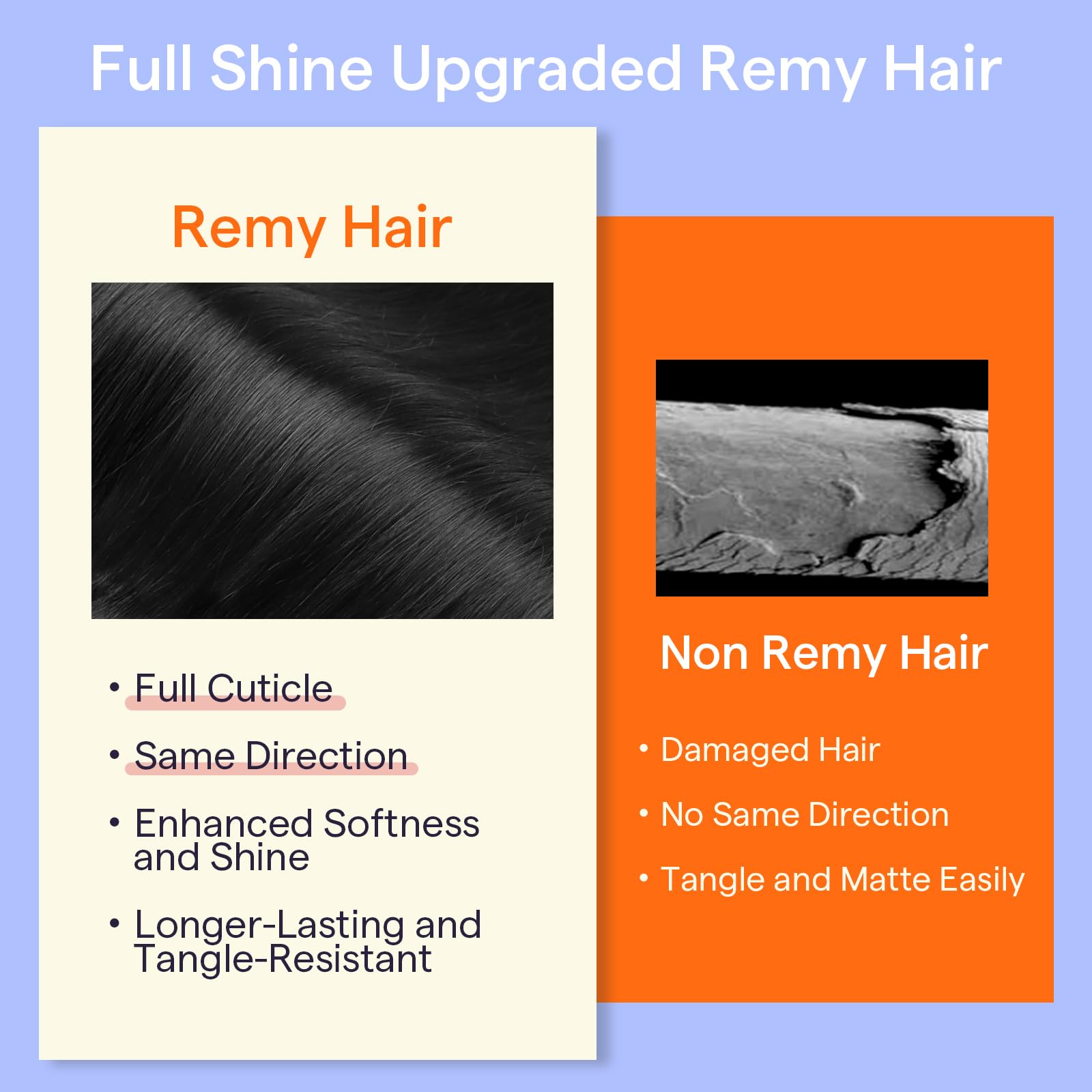 Full Shine enfoque libre de daño con clips para cabello negro