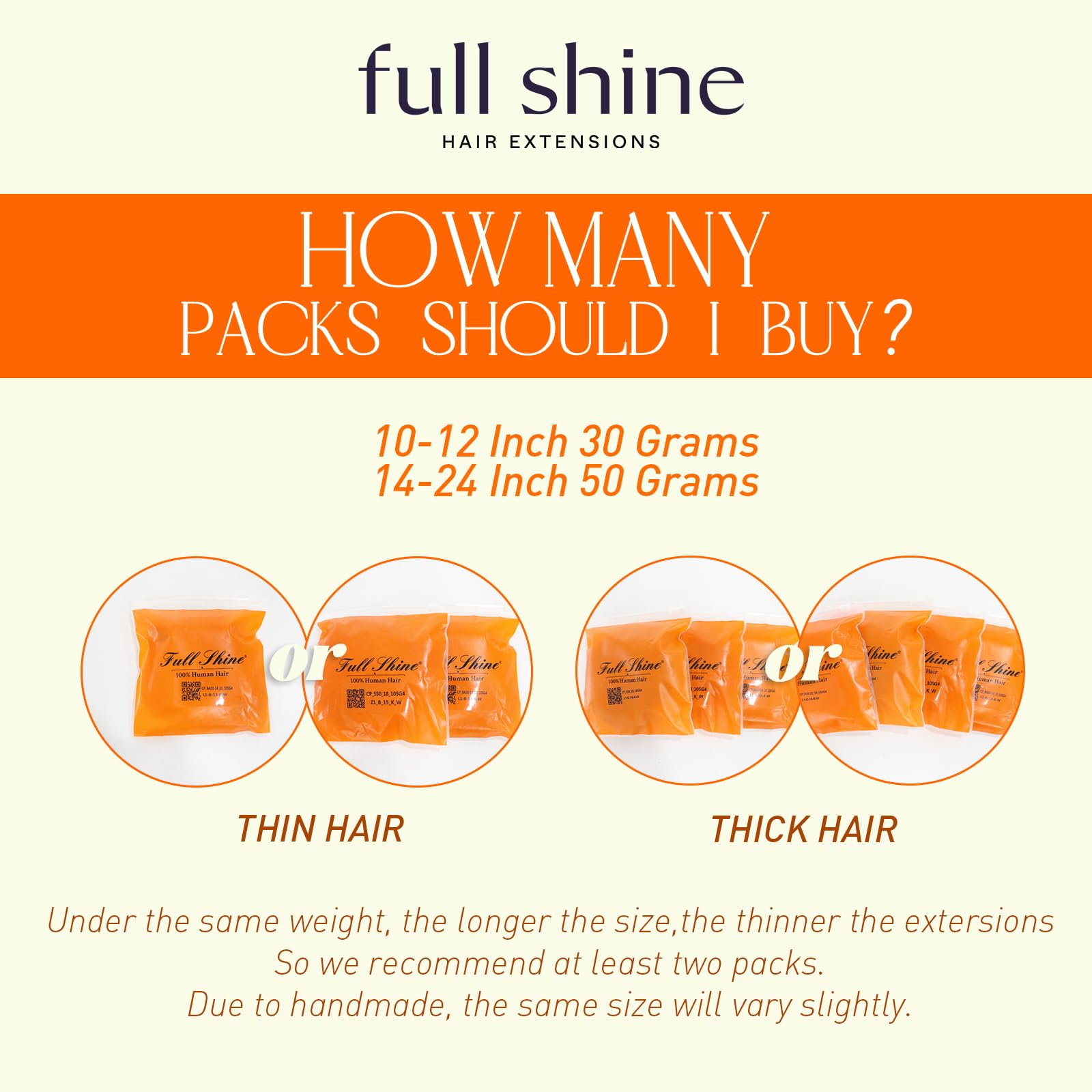 Full Shine extensiones pelo humano real 18 pulgadas volumen natural
