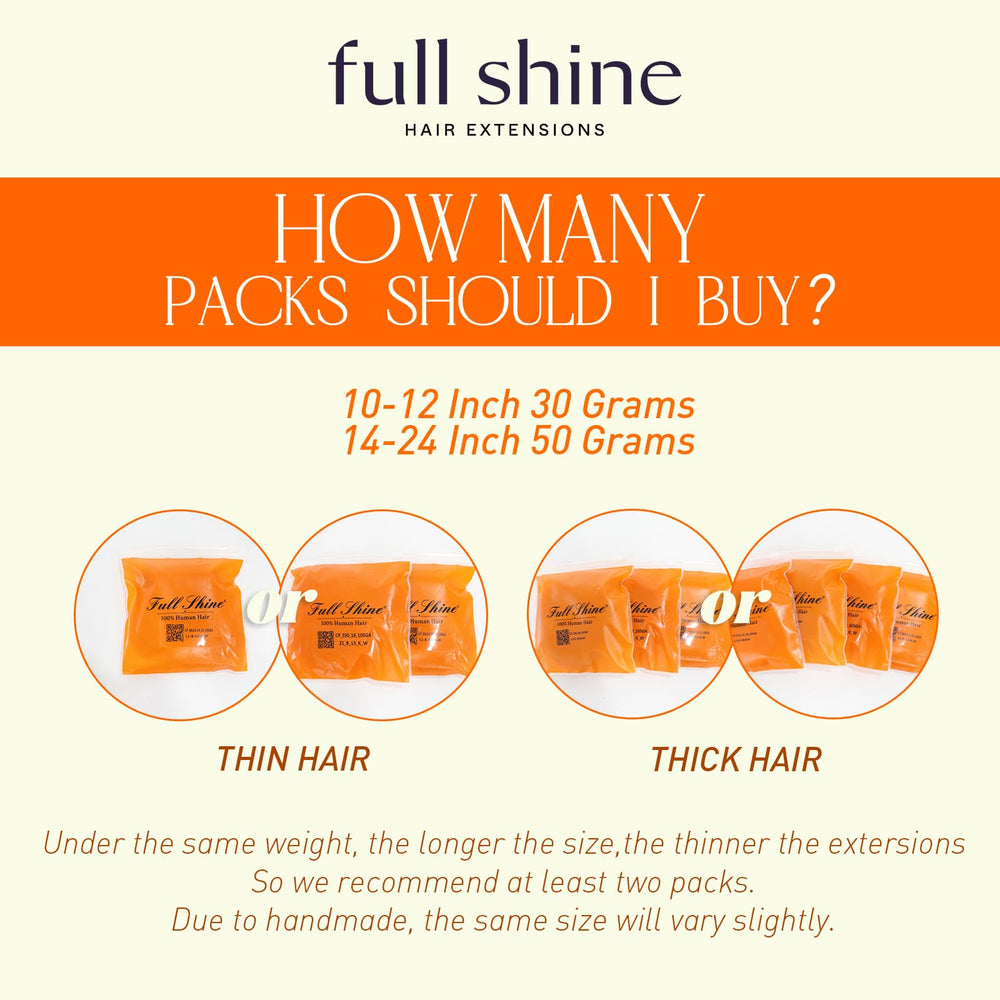 Full Shine extensiones pelo humano real 18 pulgadas volumen natural
