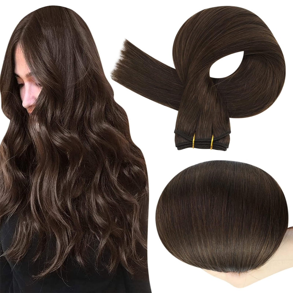 Extensiones Full Shine Remy con banda de 18 pulgadas para un look natural.