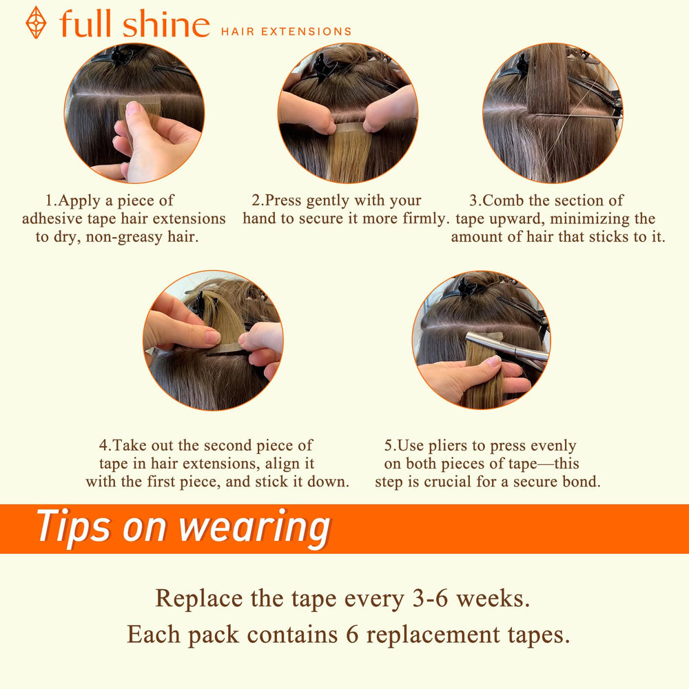 Full Shine extenciones tape in cabello humano 18 pulgadas uso diario