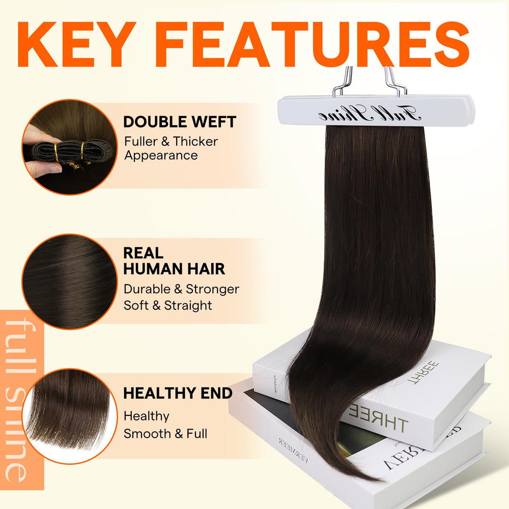 Full Shine Mechas Remy de cabello real con tacto suave.
