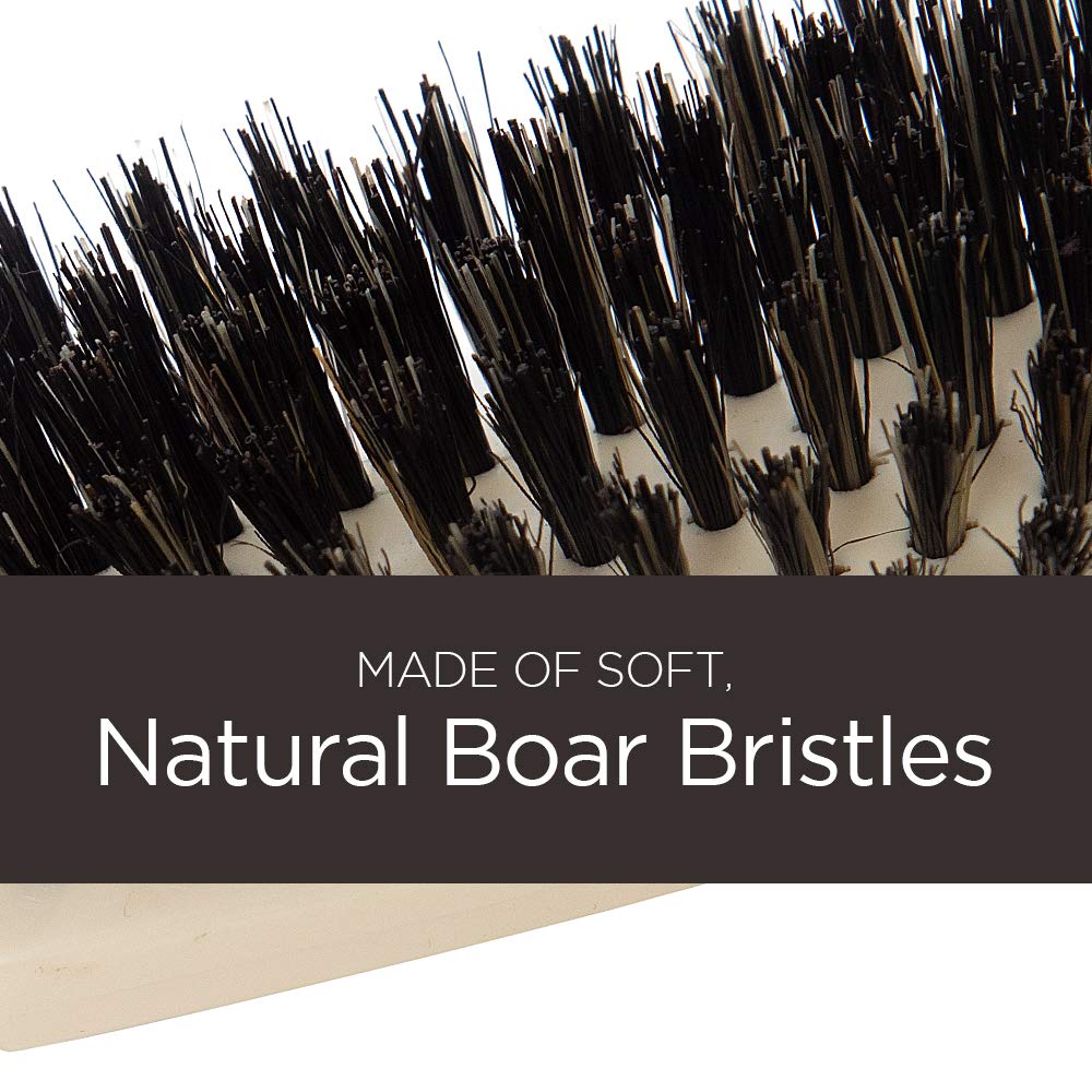 Cerdas naturales de jabalí cuidan el cabello durante el peinado.
