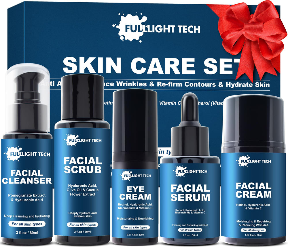 FULLLIGHT TECH set cuidado facial hombre, empaque elegante, ideal para rutina diaria.