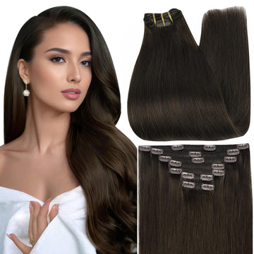Extensiones Full Shine con clip en cabello humano real, 18 pulgadas para un look natural