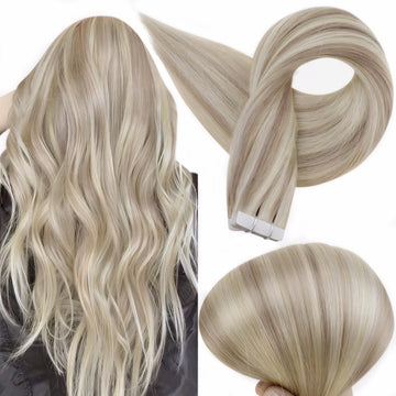 Extensiones tape-in Full Shine Remy de 18 pulgadas con aspecto suave y natural