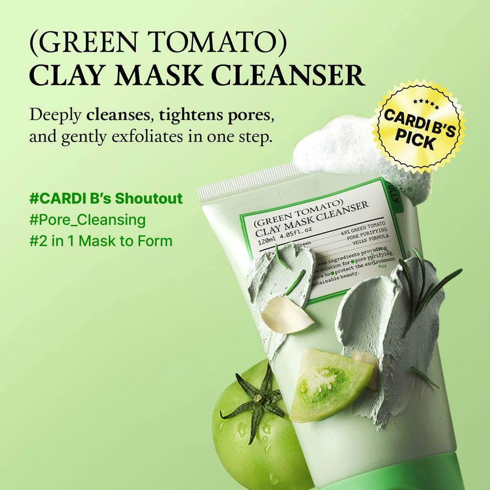 FULLY Aplicación de mascarilla de arcilla verde en la piel, sensación fresca y realce de poros.