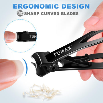 Cortauñas FUMAX con hojas curvas y afiladas para un corte suave.