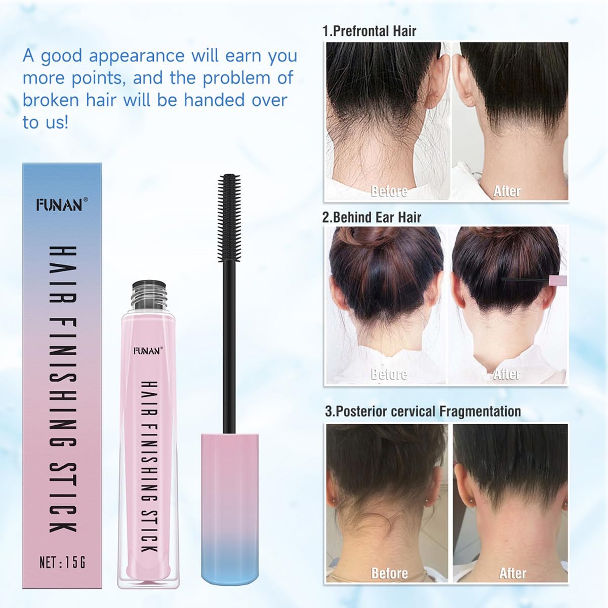 FUNAN Barra de acabado adecuada para todo tipo de cabello y peinado duradero