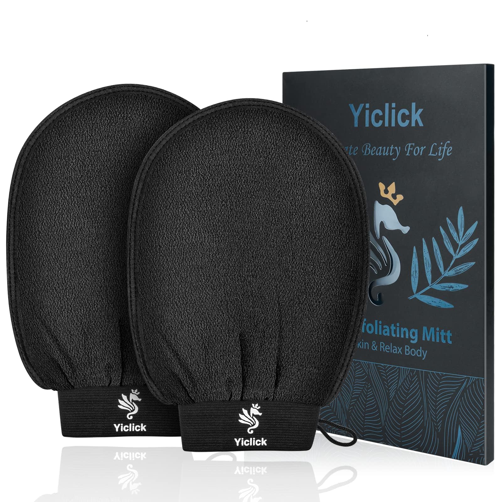 Fundrem guantes exfoliantes negro para exfoliar la piel durante la ducha