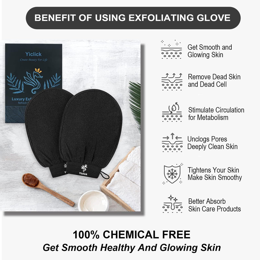 Guantes exfoliantes Fundrem negro para uso diario en la ducha