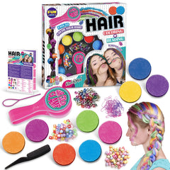 FunKidz kit tressage pour enfants avec accessoires pour coiffures colorées.