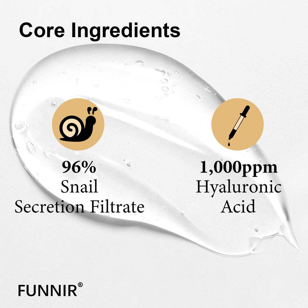 Funnir mucina de caracol 96%: aplicación suave en rostro para hidratación diaria.