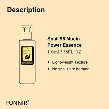 Funnir mucina de caracol 96%: textura ligera que se absorbe rápidamente.