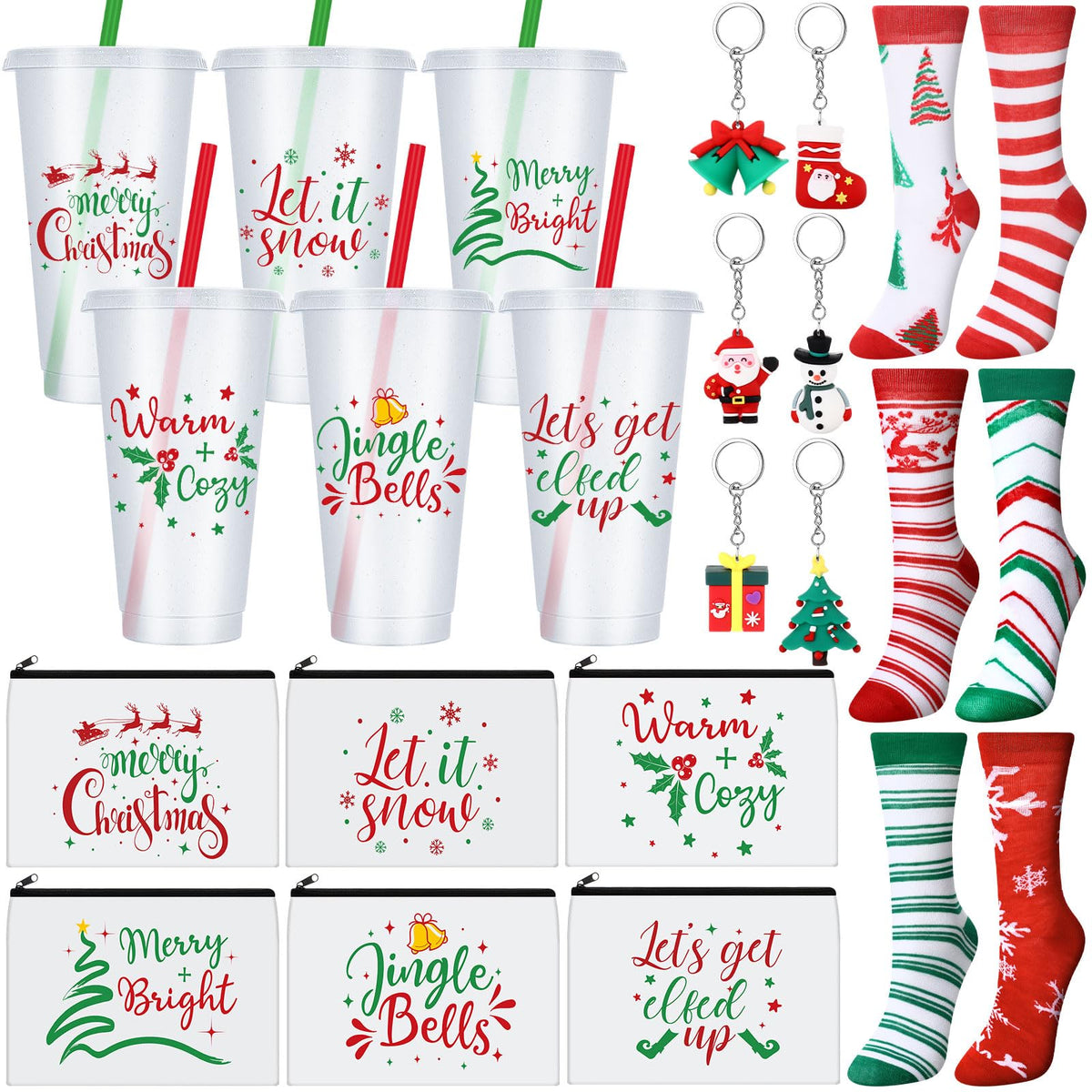 Taza Funnymoom navideña de 24oz con tapa y paja, ideal para bebidas festivas