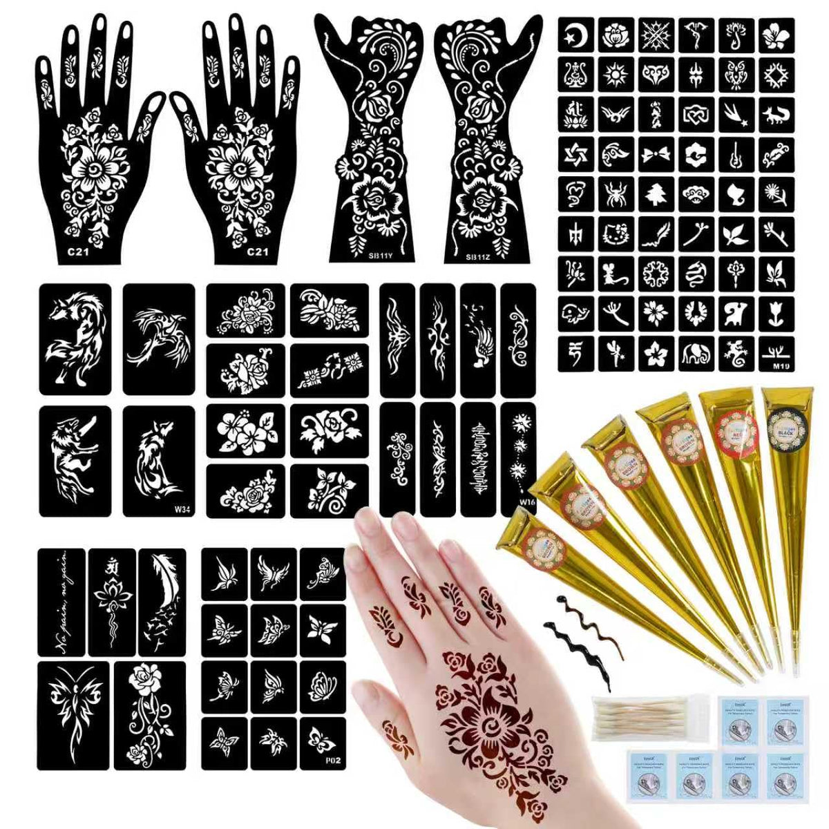 Funtigee conjunto de tatuajes temporales con 95 diseños para arte corporal