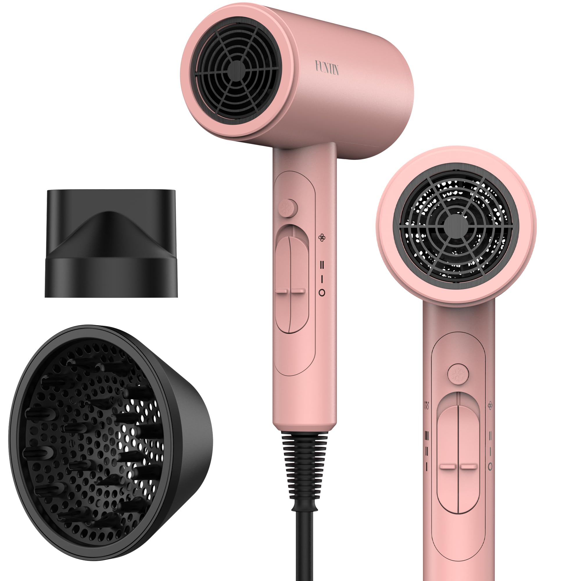 FUNTIN secador con tecnología iónica cerámica para alisar y suavizar el cabello.