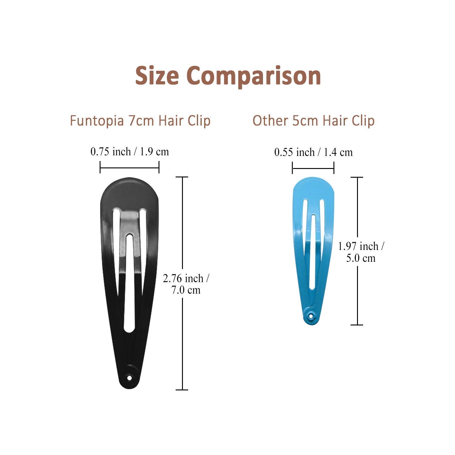 Pinzas Funtopia de 7 cm en negro, ideal para cabello grueso