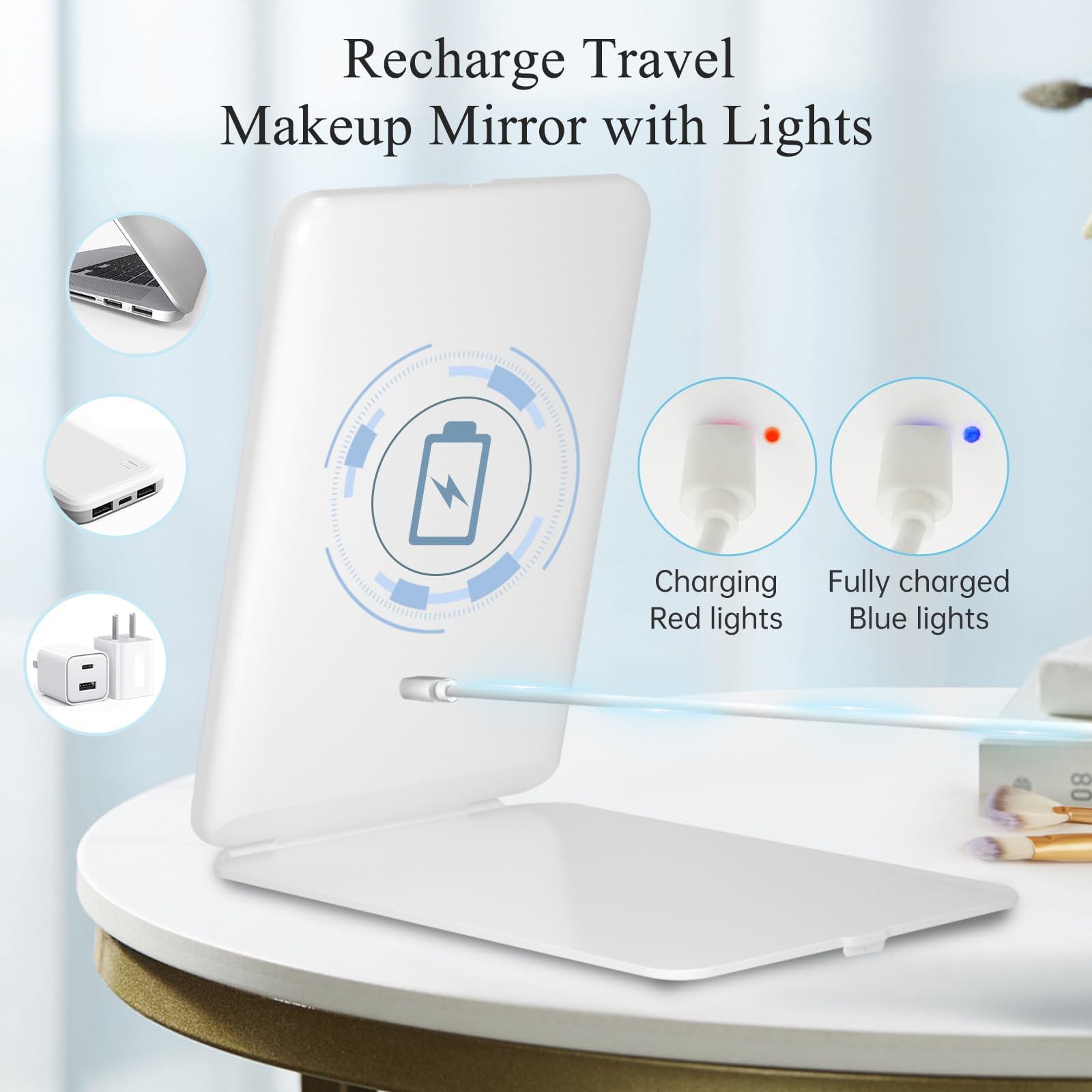 Espejo de belleza iluminado portátil FUNTOUCH para retoques rápidos