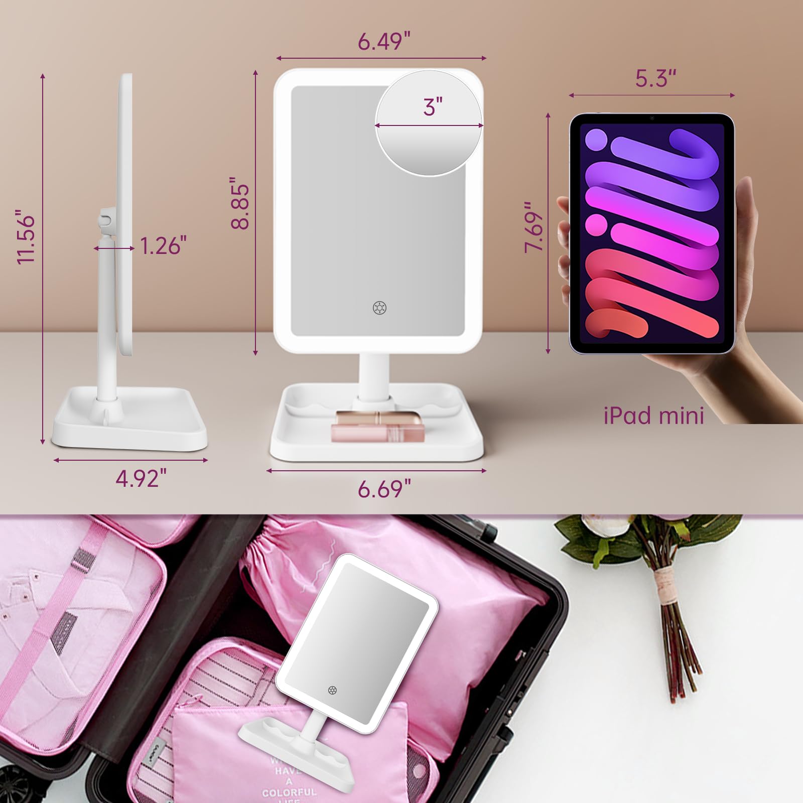 FUNTOUCH espejo maquillaje 10x con ampliación precisa para detalles
