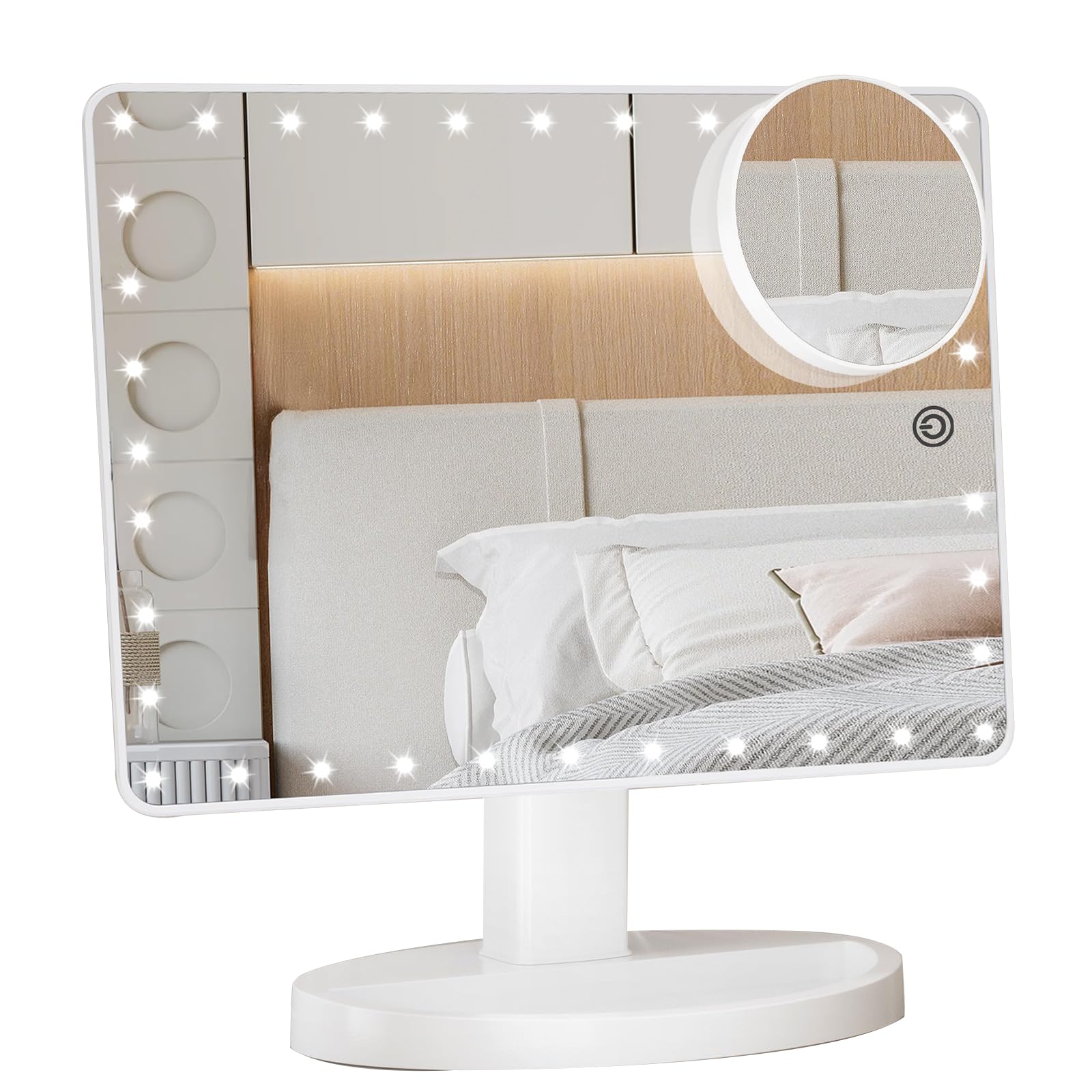 FUNTOUCH Espejo de maquillaje con luz grande para ver detalles con claridad