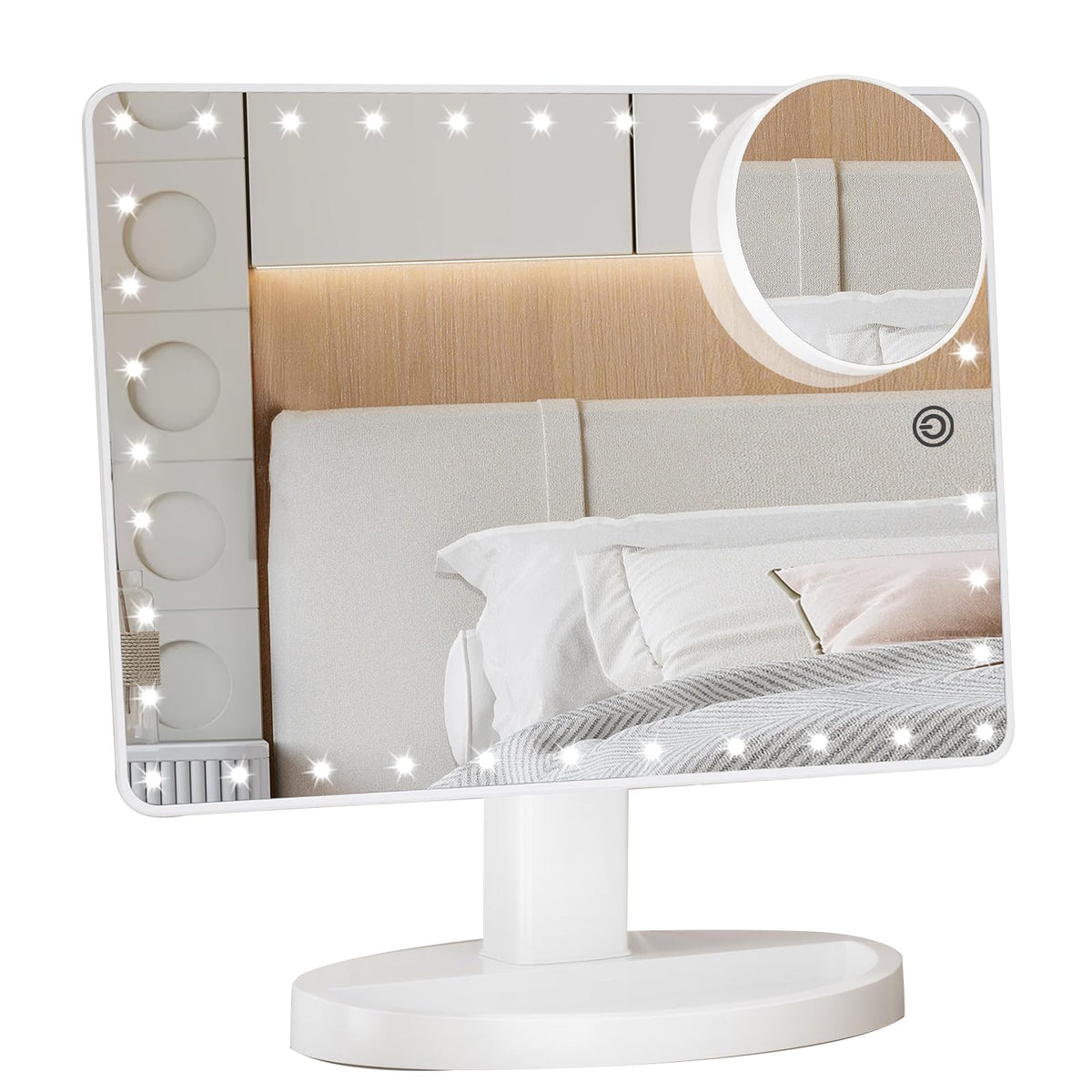 FUNTOUCH Espejo de maquillaje con luz grande para ver detalles con claridad