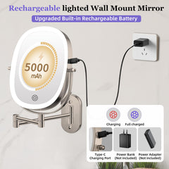 FUNTOUCH Espejo maquillaje pared con 3 modos de luz, versatilidad