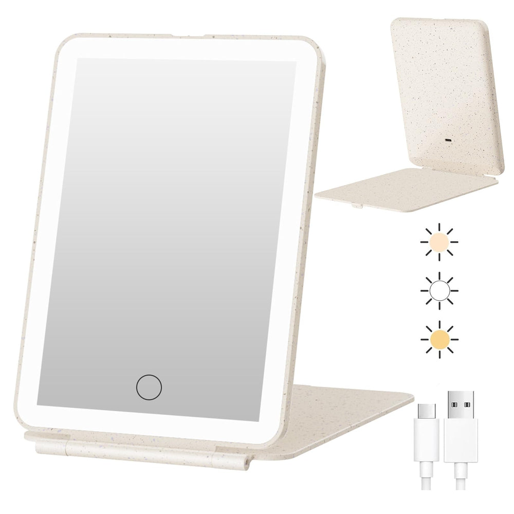 FUNTOUCH Espejo de maquillaje portátil con 72 diodos emisores de luz para retoques rápidos.