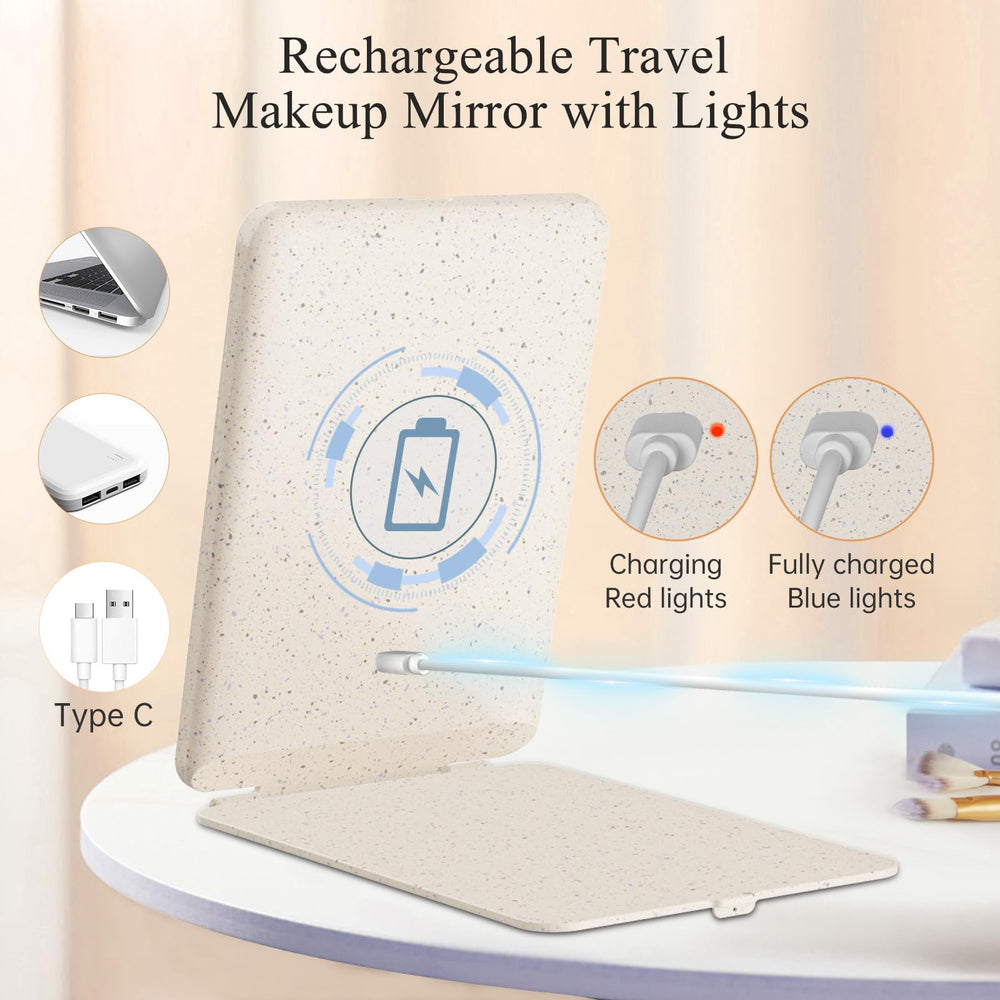 FUNTOUCH Espejo recargable tipo C para viaje, sin pilas.