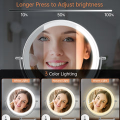 FUNTOUCH miroir avec trois couleurs de lumière pour différents éclairages.