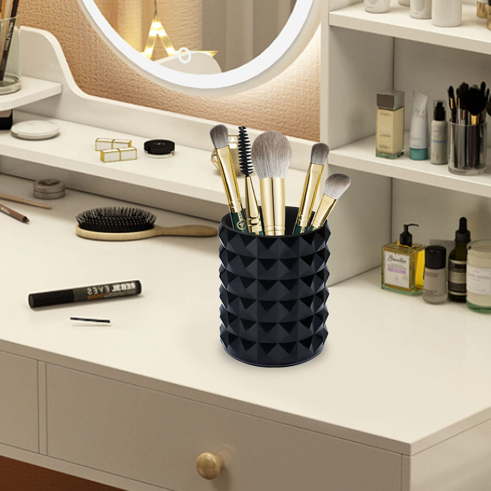 Funtygy portapinceles cristal negro práctico para localizar brochas.