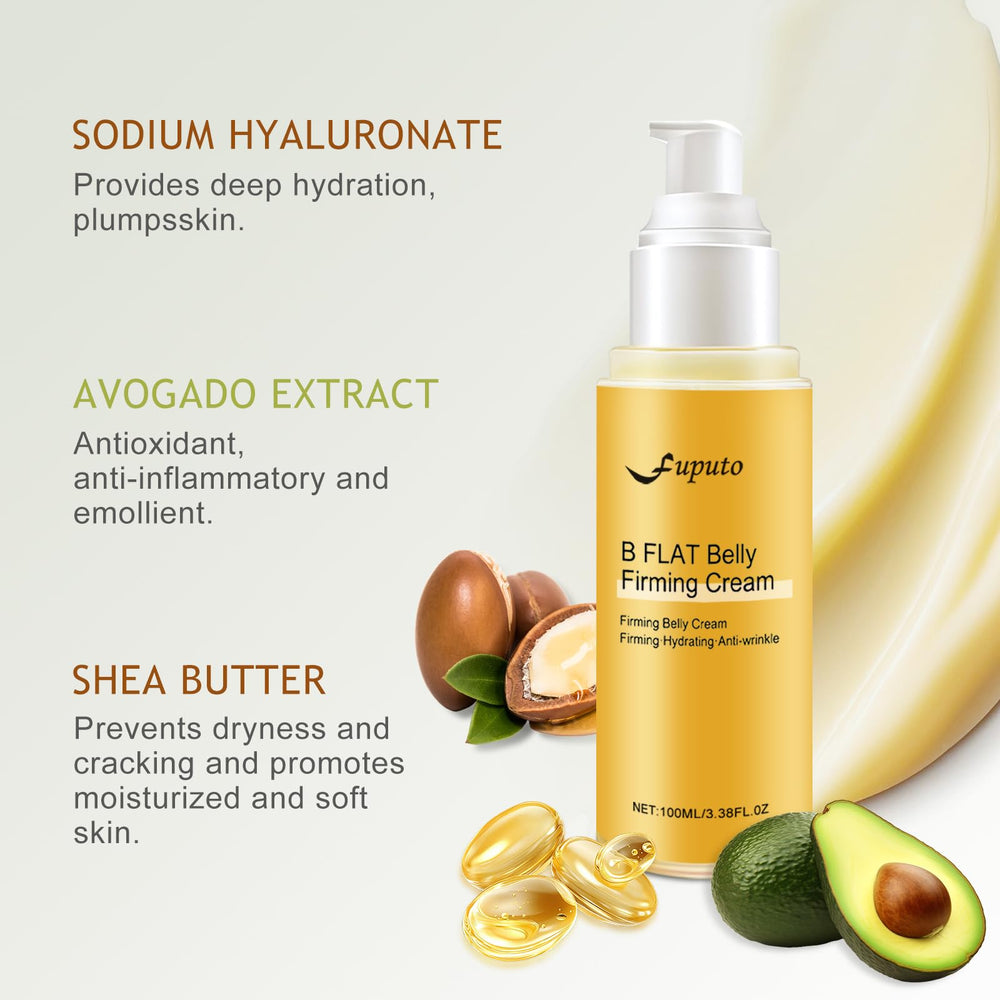Fuputo B Flat Belly crema para abdomen, muslos y glúteos con uso diario.