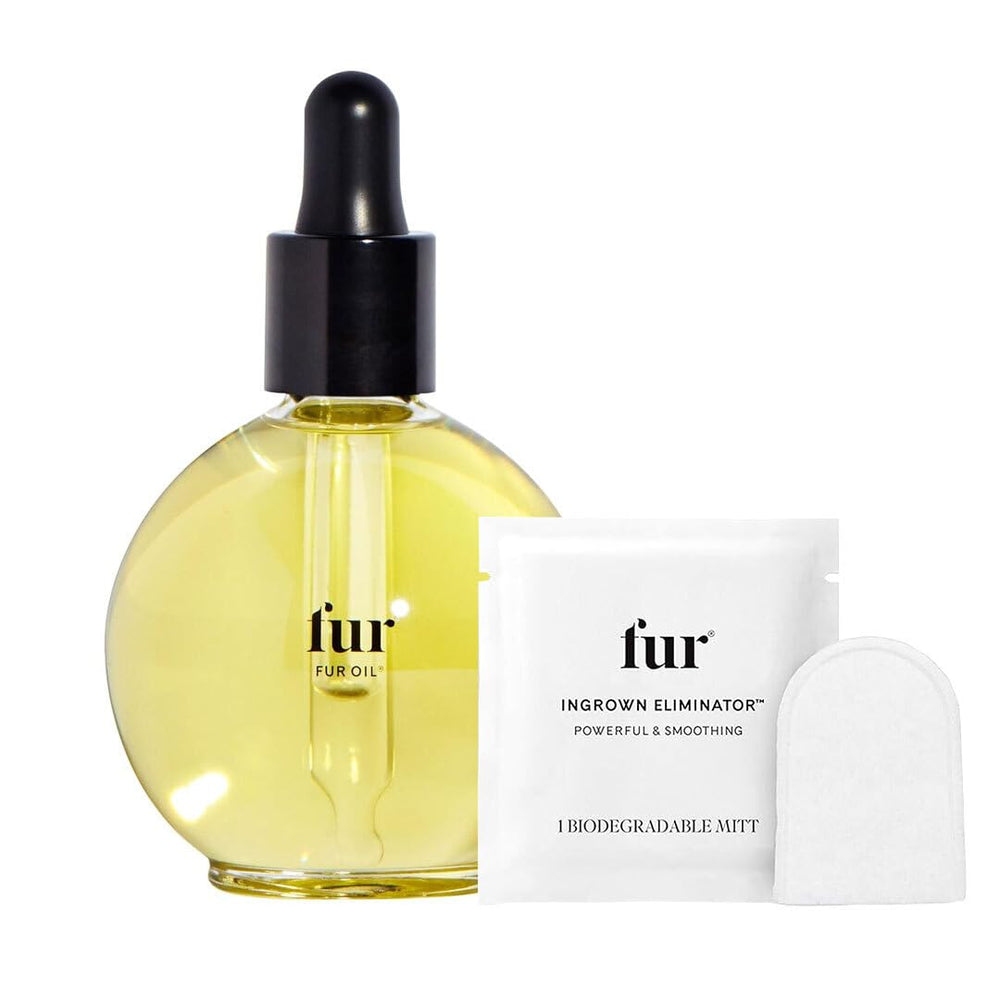 Fur Oil: botella lista para aplicación diaria, suaviza piel y vello.