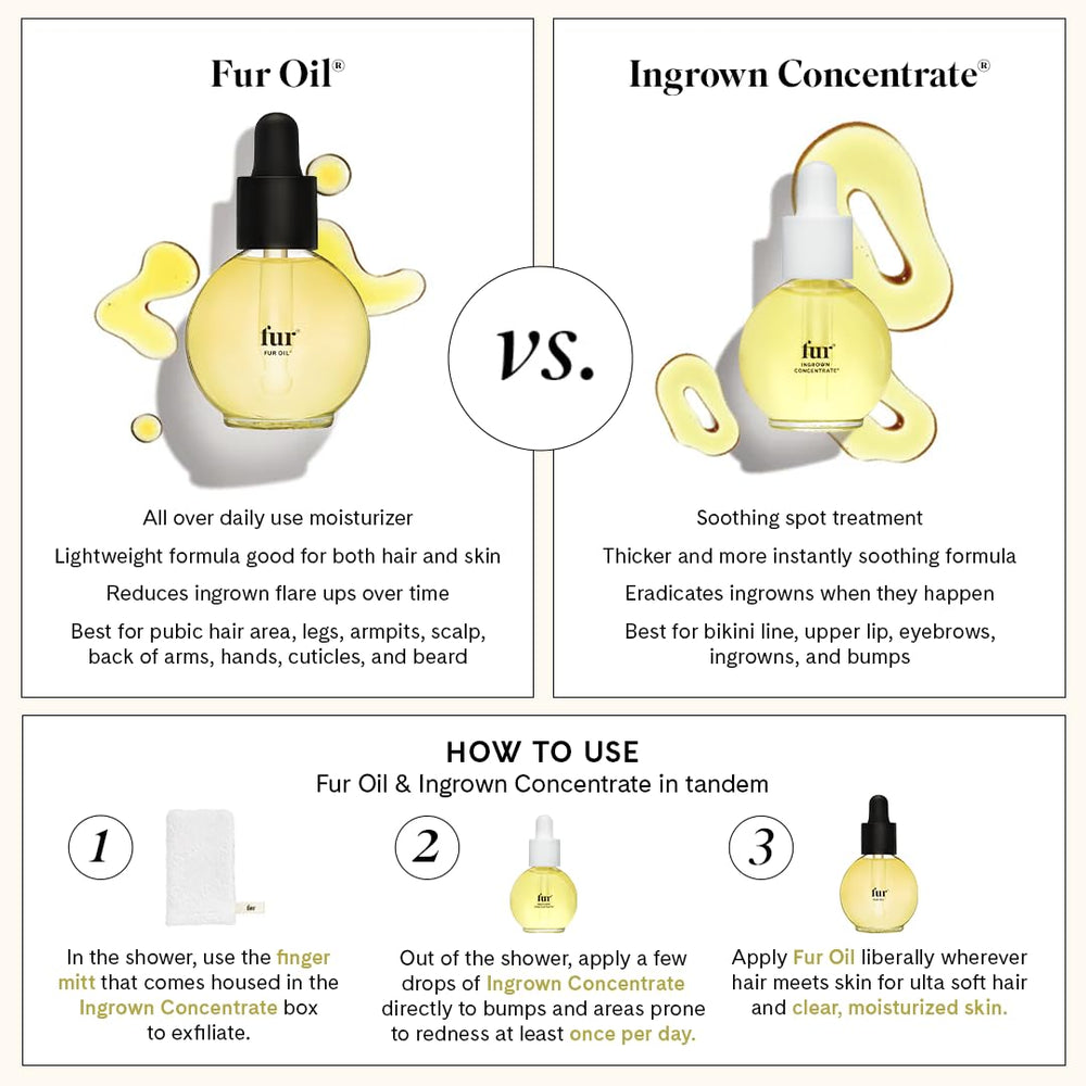 Fur Oil: incluye guante eliminador para vellos encarnados.