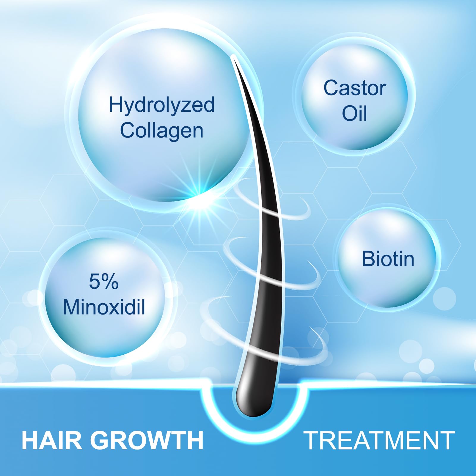 FUZYAT Minoxidil spray dose illustration showing 1 ml usage.