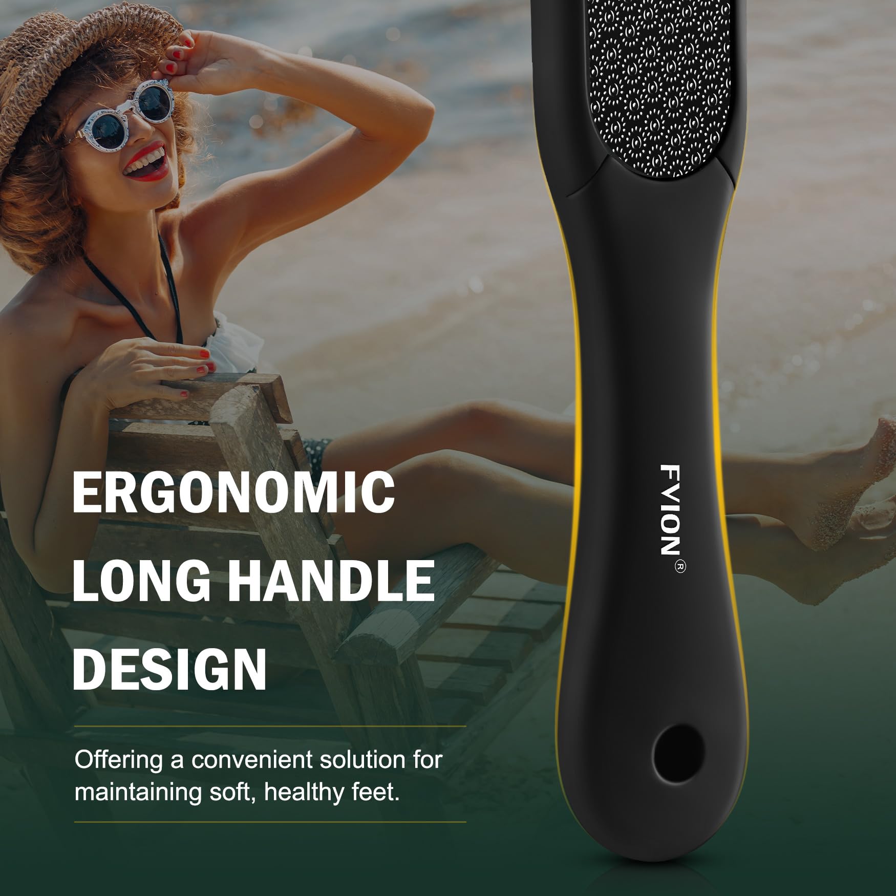 FVION lima de pies con mango ergonómico para un agarre seguro y cómodo.