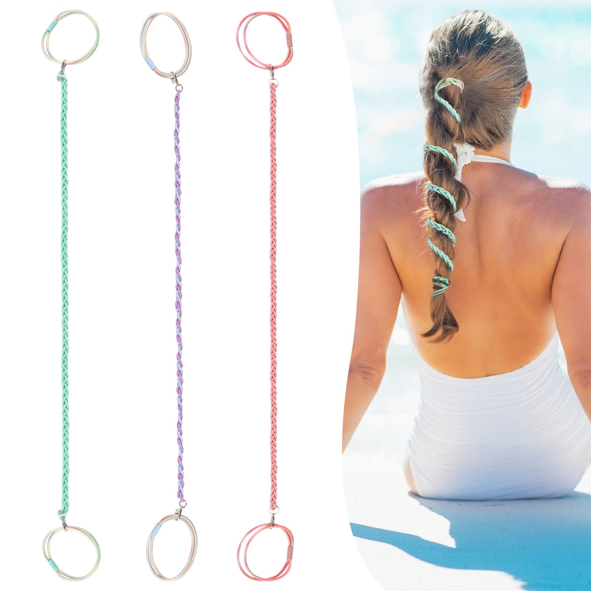 FVOLREM ligas para deporte con diseño trenza, ideal para asegurar coletas.