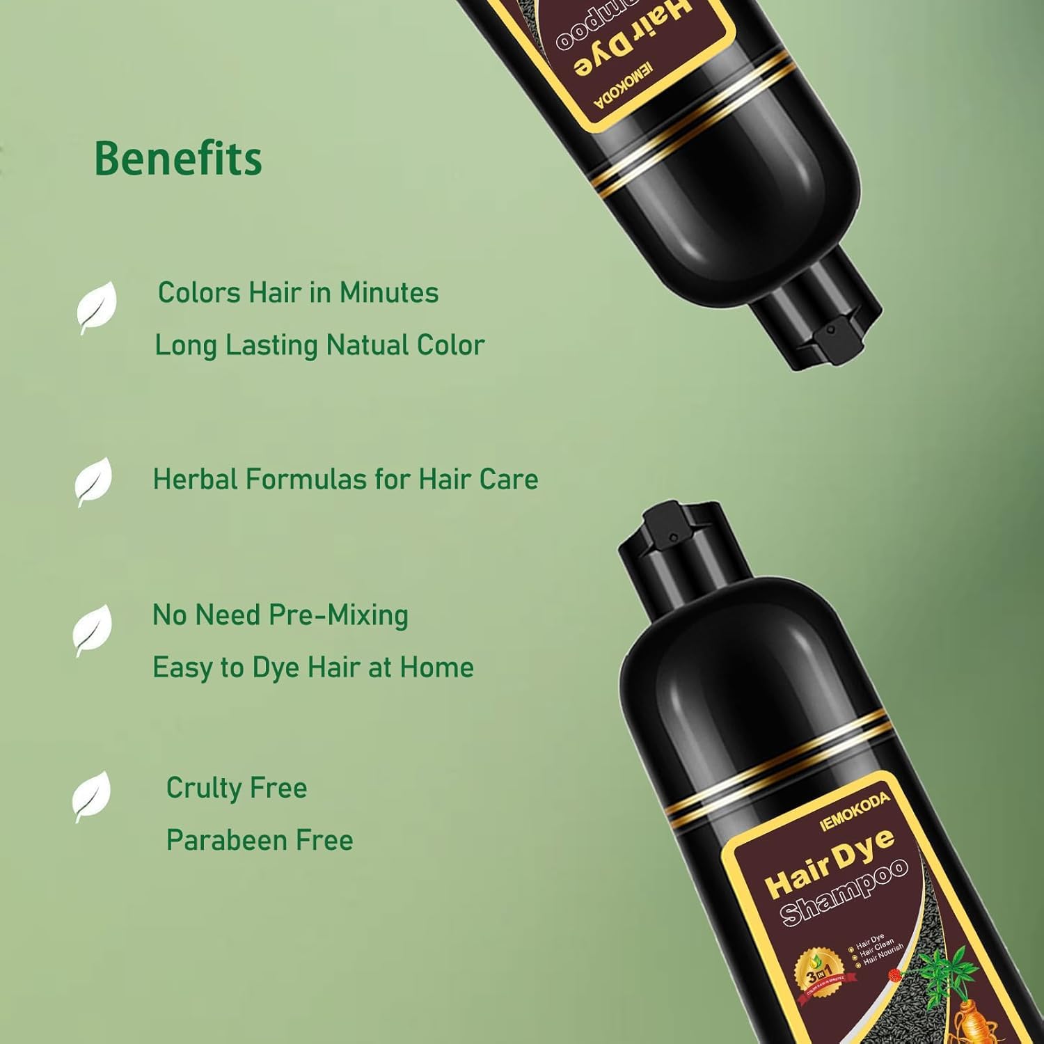 FVQUHVO champú para canas en manos, aplicación fácil y uniforme.
