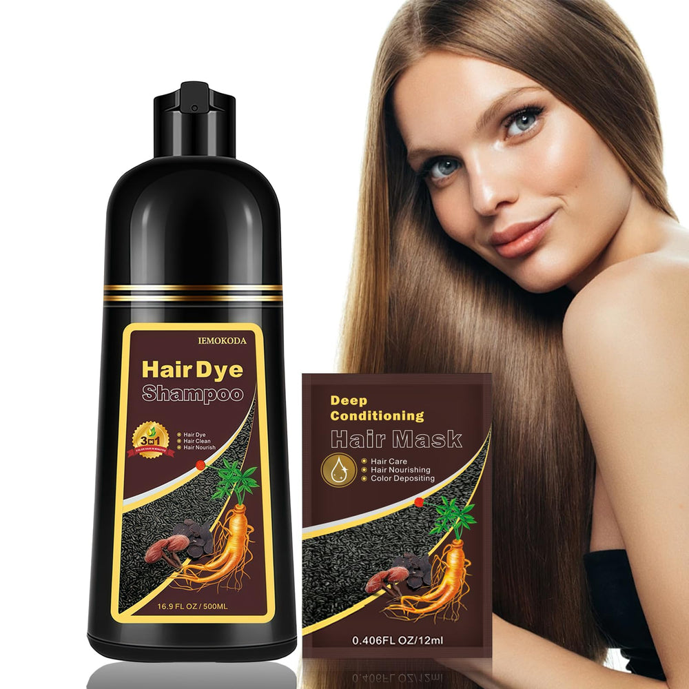 Fvquhvo Herbal Light Brown Shampoo being poured for quick color application