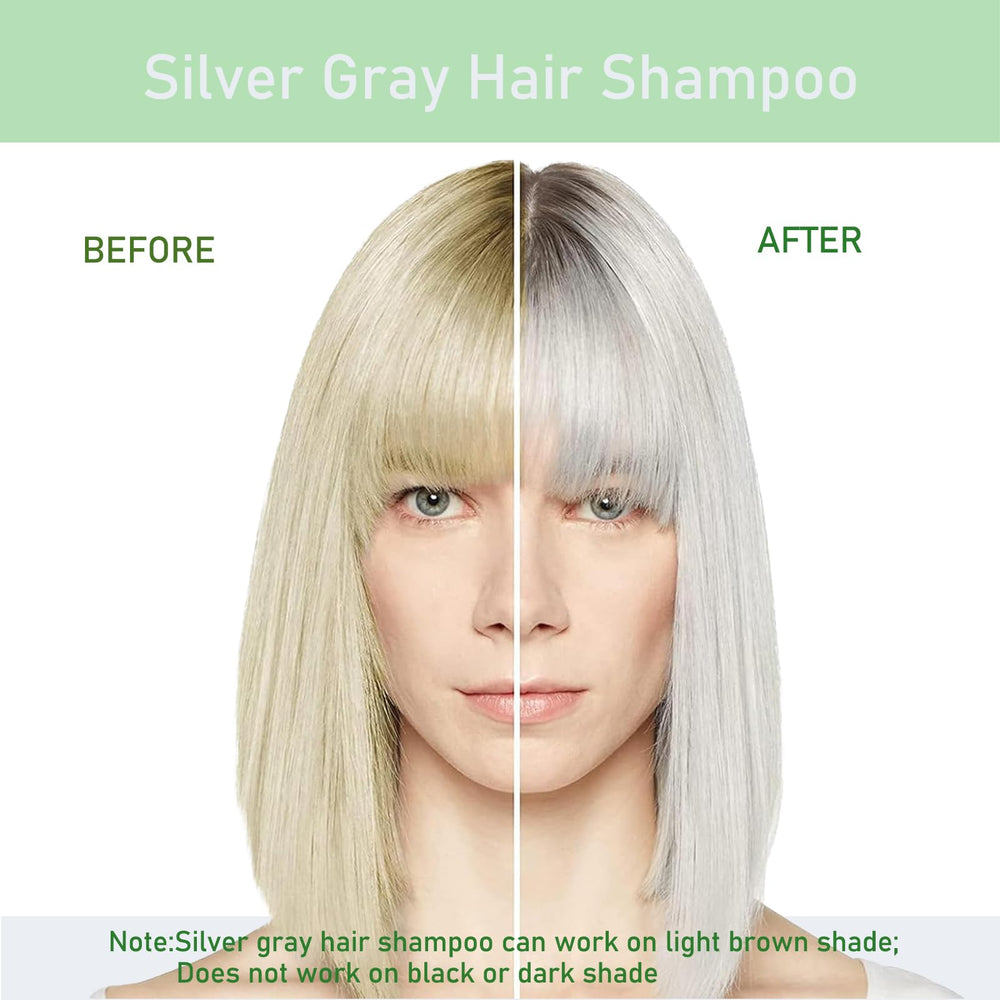 FVQUHVO champú plateado, textura suave y cabello sedoso tras uso.